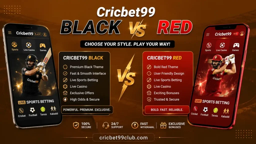 Cricbet99 Black vs Cricbet99 Red